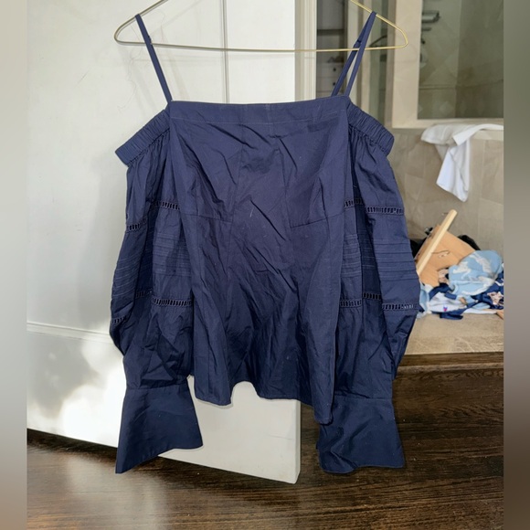 jonathan simkhai navy off the shoulder blouse Small - Picture 1 of 3